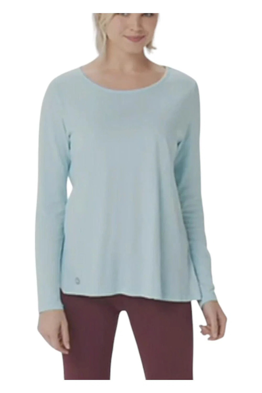 Soulgani Women's Active Long Sleeve Top w Open Back Blue - Regular